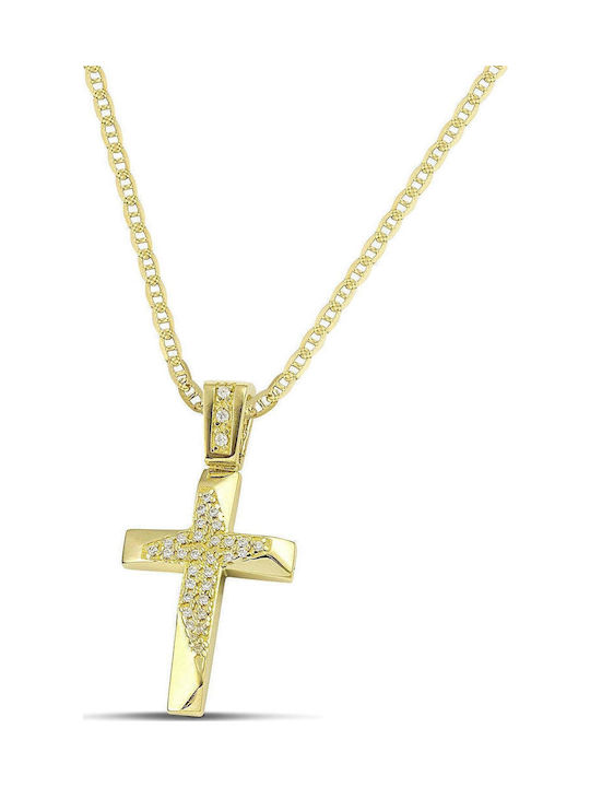Themelidis Jewels Γυναικείος Χρυσός Σταυρός 14Κ Διπλής Όψης χωρίς Αλυσίδα