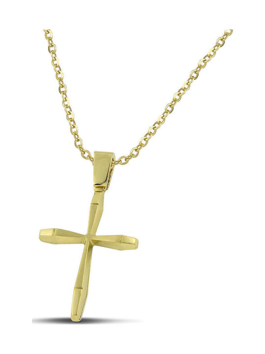 Themelidis Jewels Ανδρικός Χρυσός Σταυρός 14Κ με Αλυσίδα