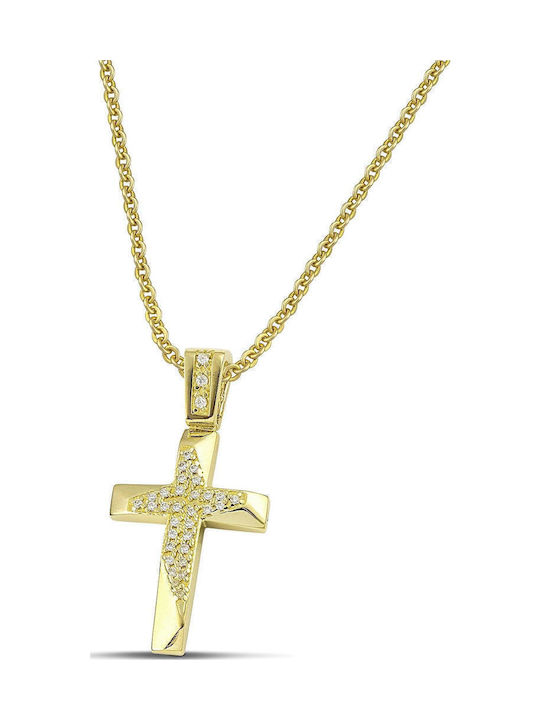 Themelidis Jewels Γυναικείος Χρυσός Σταυρός 14Κ Διπλής Όψης χωρίς Αλυσίδα