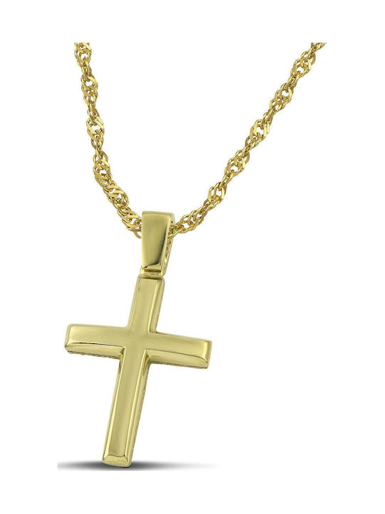 Themelidis Jewels Ανδρικός Χρυσός Σταυρός 14Κ Διπλής Όψης χωρίς Αλυσίδα
