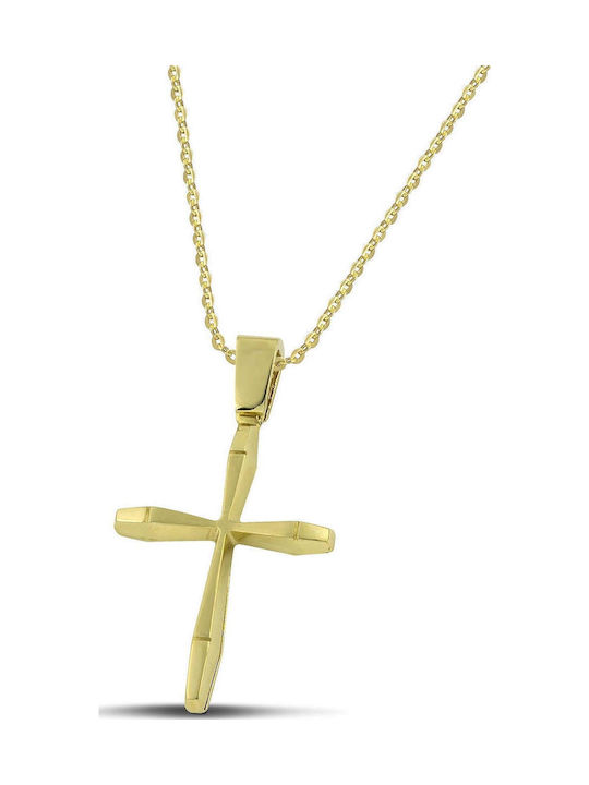 Themelidis Jewels Ανδρικός Χρυσός Σταυρός 14Κ με Αλυσίδα