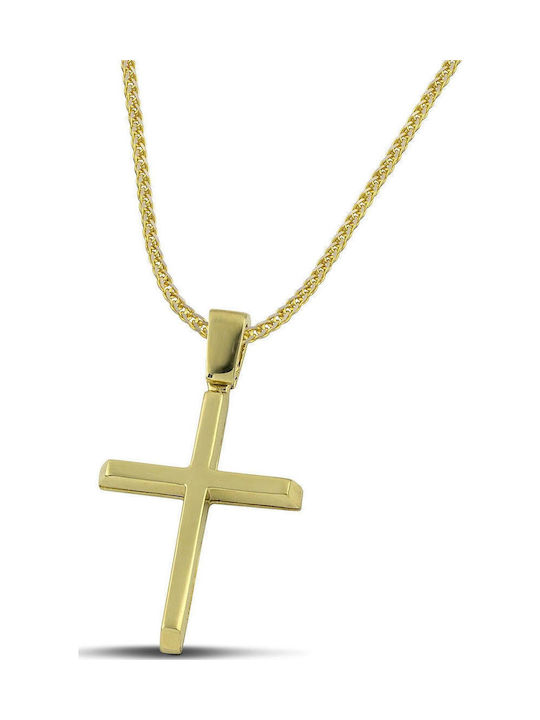 Themelidis Jewels Ανδρικός Χρυσός Σταυρός 14Κ Διπλής Όψης χωρίς Αλυσίδα