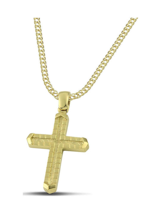 Themelidis Jewels Ανδρικός Χρυσός Σταυρός 14Κ με Αλυσίδα