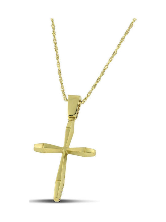 Themelidis Jewels Ανδρικός Χρυσός Σταυρός 14Κ με Αλυσίδα