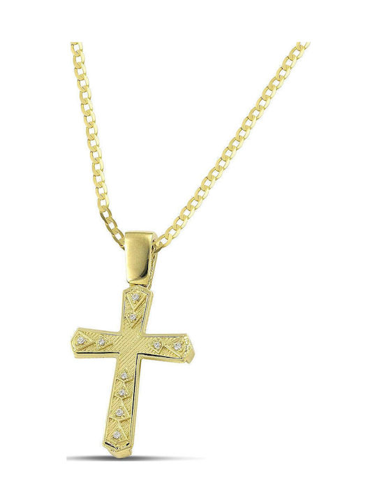 Themelidis Jewels Γυναικείος Χρυσός Σταυρός 14Κ Διπλής Όψης χωρίς Αλυσίδα