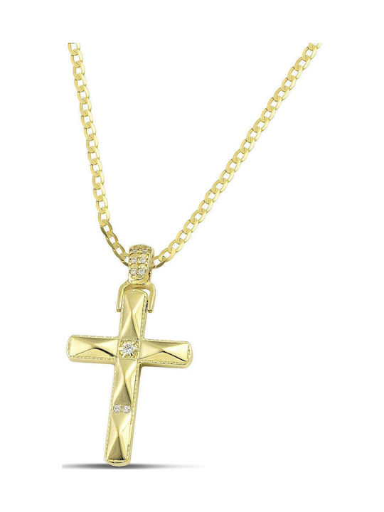 Themelidis Jewels Γυναικείος Χρυσός Σταυρός 14Κ Διπλής Όψης χωρίς Αλυσίδα