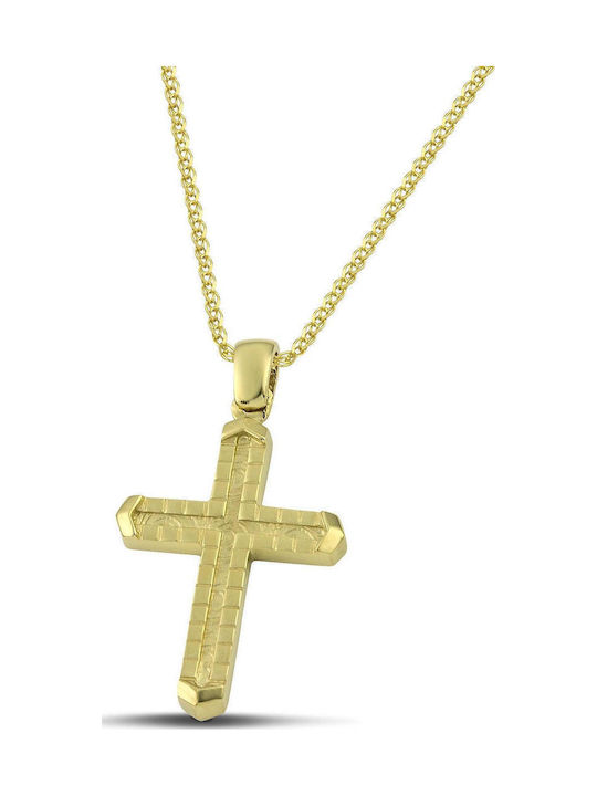 Themelidis Jewels Ανδρικός Χρυσός Σταυρός 14Κ με Αλυσίδα