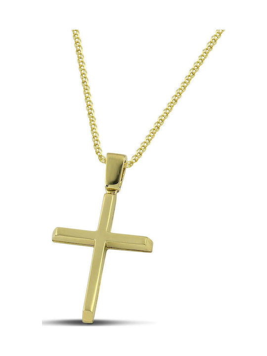 Themelidis Jewels Ανδρικός Χρυσός Σταυρός 14Κ Διπλής Όψης χωρίς Αλυσίδα
