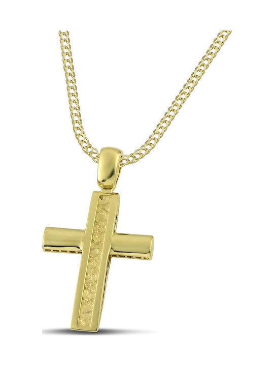 Themelidis Jewels Ανδρικός Χρυσός Σταυρός 14Κ Διπλής Όψης χωρίς Αλυσίδα