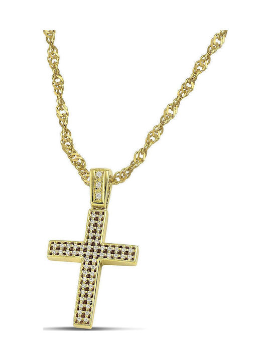 Themelidis Jewels Γυναικείος Χρυσός Σταυρός 14Κ Διπλής Όψης χωρίς Αλυσίδα