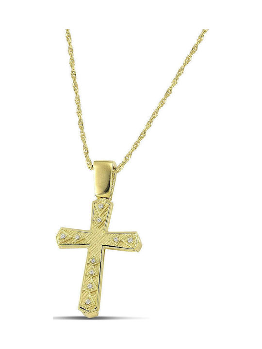 Themelidis Jewels Γυναικείος Χρυσός Σταυρός 14Κ Διπλής Όψης χωρίς Αλυσίδα