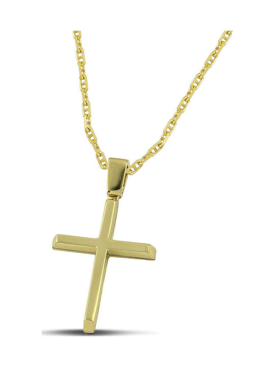 Themelidis Jewels Ανδρικός Χρυσός Σταυρός 14Κ Διπλής Όψης χωρίς Αλυσίδα