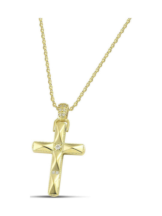 Themelidis Jewels Γυναικείος Χρυσός Σταυρός 14Κ Διπλής Όψης χωρίς Αλυσίδα