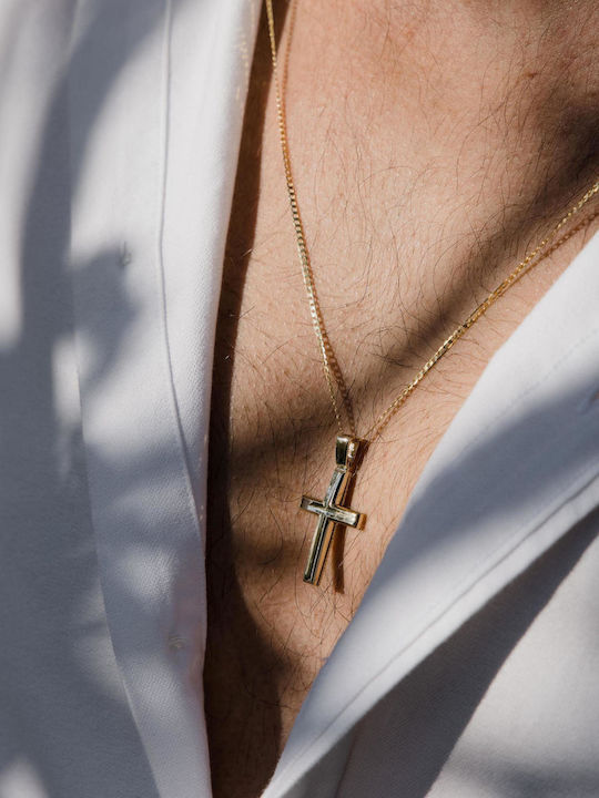 Themelidis Jewels Ανδρικός Χρυσός Σταυρός 14Κ Διπλής Όψης χωρίς Αλυσίδα