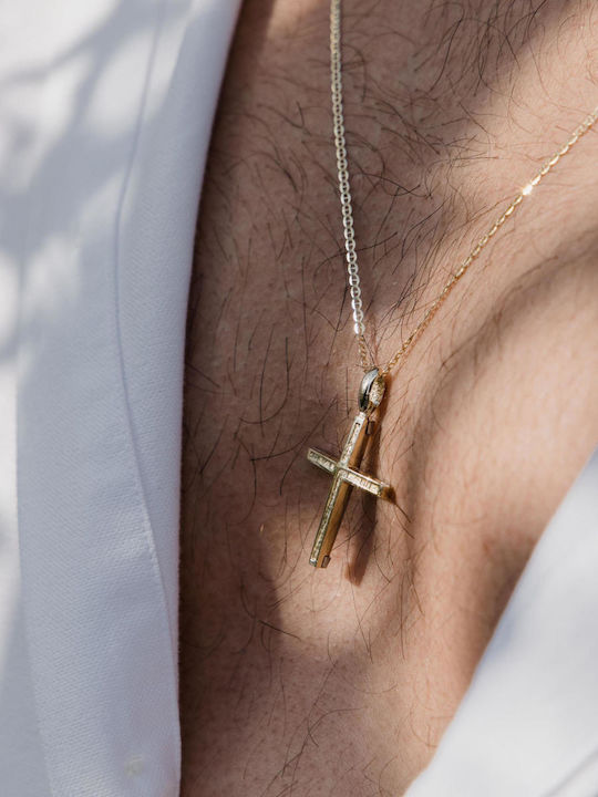 Themelidis Jewels Ανδρικός Χρυσός Σταυρός 14Κ χωρίς Αλυσίδα