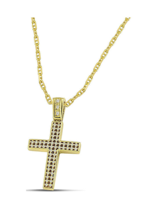 Themelidis Jewels Γυναικείος Χρυσός Σταυρός 14Κ Διπλής Όψης χωρίς Αλυσίδα