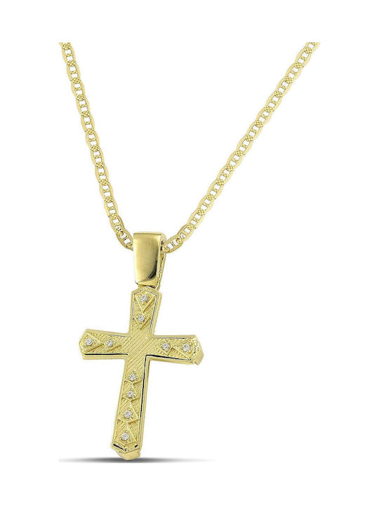 Themelidis Jewels Γυναικείος Χρυσός Σταυρός 14Κ Διπλής Όψης χωρίς Αλυσίδα