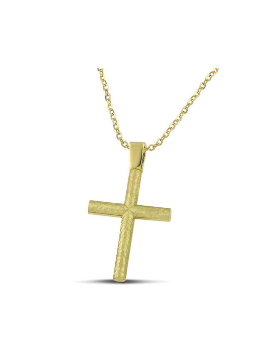 Themelidis Jewels Bărbătesc Aur Cruce 14K Față și spate