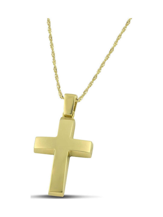 Themelidis Jewels Ανδρικός Χρυσός Σταυρός 14Κ Διπλής Όψης χωρίς Αλυσίδα