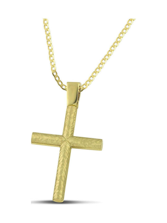 Themelidis Jewels Ανδρικός Χρυσός Σταυρός 14Κ Διπλής Όψης χωρίς Αλυσίδα