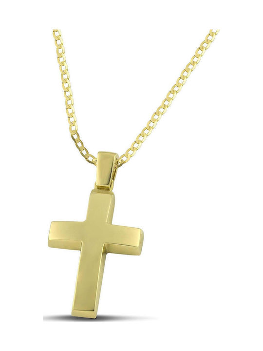 Themelidis Jewels Ανδρικός Χρυσός Σταυρός 14Κ Διπλής Όψης χωρίς Αλυσίδα