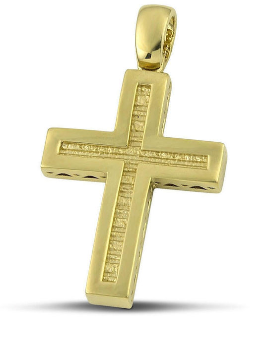 Themelidis Jewels Ανδρικός Χρυσός Σταυρός 14Κ Διπλής Όψης με Αλυσίδα