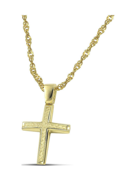 Themelidis Jewels Ανδρικός Χρυσός Σταυρός 14Κ Διπλής Όψης χωρίς Αλυσίδα