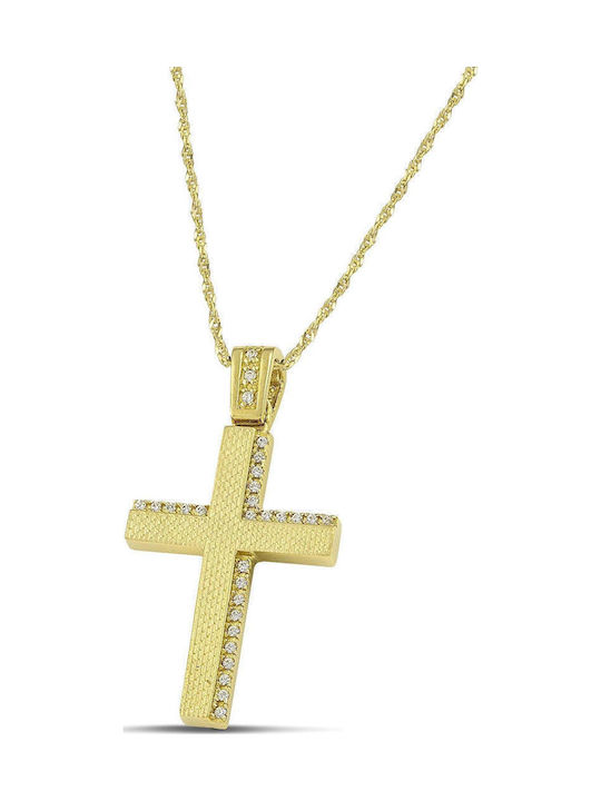 Themelidis Jewels Γυναικείος Χρυσός Σταυρός 14Κ Διπλής Όψης χωρίς Αλυσίδα