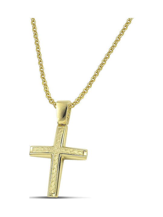 Themelidis Jewels Ανδρικός Χρυσός Σταυρός 14Κ Διπλής Όψης χωρίς Αλυσίδα