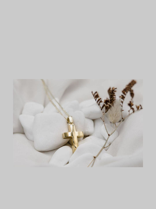 Themelidis Jewels Ανδρικός Χρυσός Σταυρός 14Κ Διπλής Όψης χωρίς Αλυσίδα