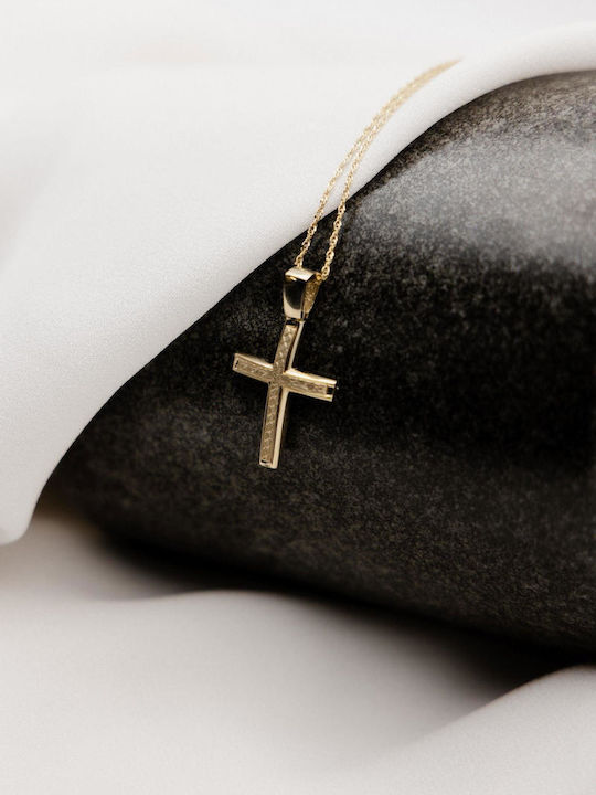 Themelidis Jewels Ανδρικός Χρυσός Σταυρός 14Κ Διπλής Όψης χωρίς Αλυσίδα