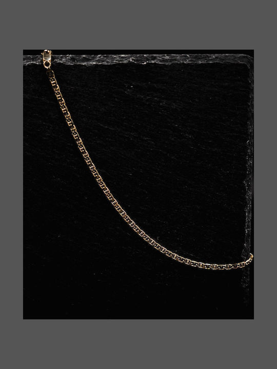 Themelidis Jewels Ανδρική Ασημένια Αλυσίδα Λαιμού Επιχρυσωμένη Λεπτή Πάχους 4.2mm και Μήκους 45cm