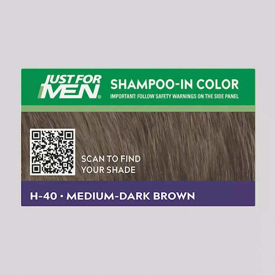 Just Men Hair Shampoo In Color Σετ Χρωμοσαμπουάν H-40 Medium Dark Brown Καστανό