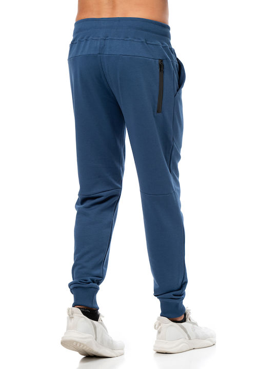 Three-strand Sweatpants with Elastic Blue