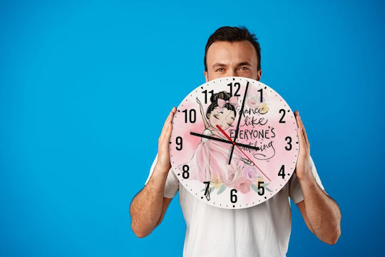 Koupakoupa Dance Like Everyone's Watching Silent Wall Clock Wooden Pink Ø30cm