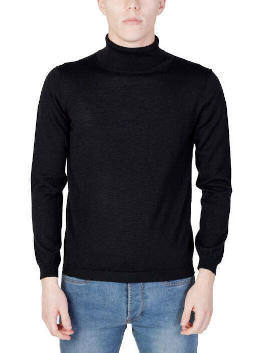 Martini Men's Long Sleeve Blouse Turtleneck Black