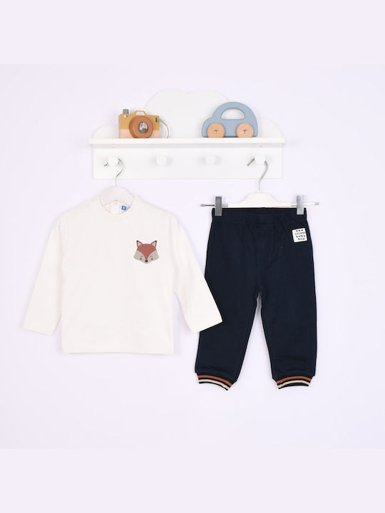 New College Kids Sweatpants Set Beige-marine 3pcs