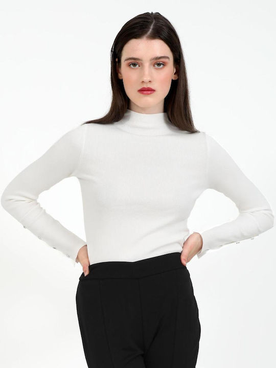 Doca Damen Pullover Rollkragen White