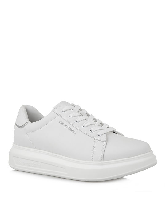 Renato Garini Herren Sneakers White silver