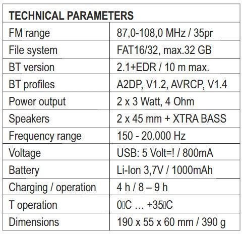 Bluetooth Speaker 6W with Radio and Battery Life up to 9 hours Silver BT2500