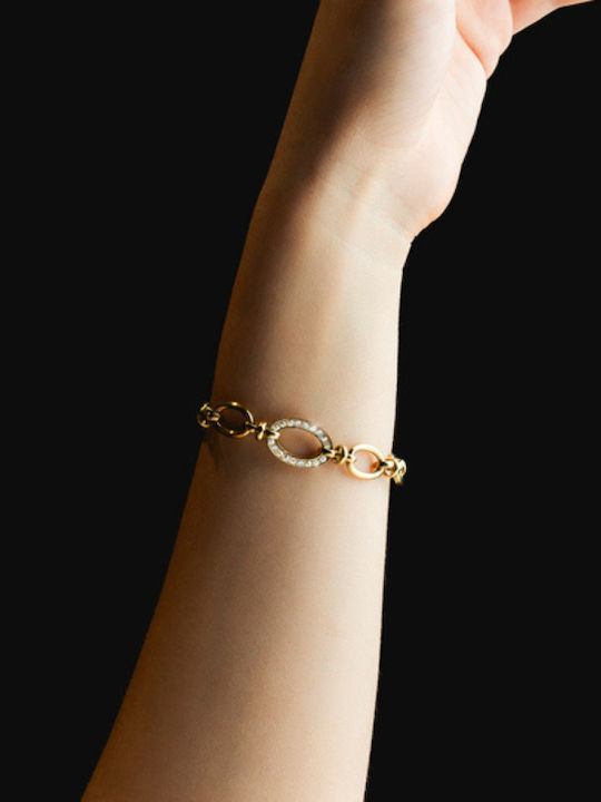 Lotus Watches Bracelet made of Steel Gold Plated with Zircon