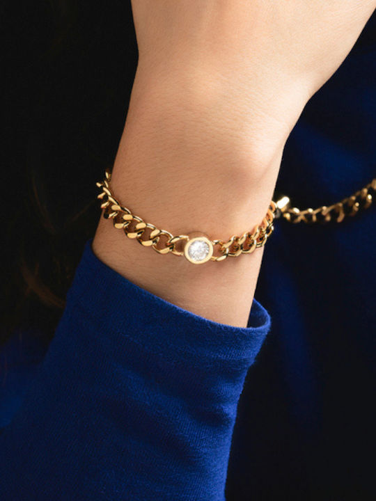 Lotus Watches Bracelet made of Steel Gold Plated with Zircon