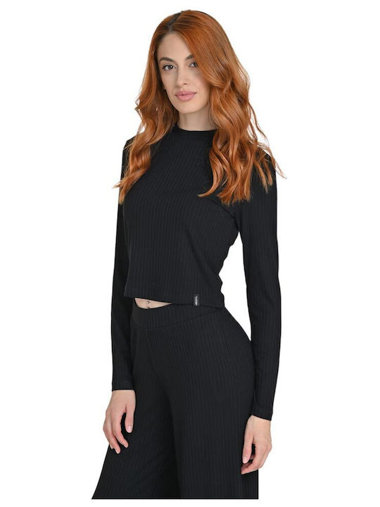 Γυναικείο Crop Top Μακρυμάνικο Μαύρο