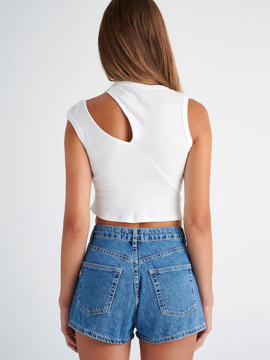 SugarFree pentru Femei Crop Top cu un Umăr White