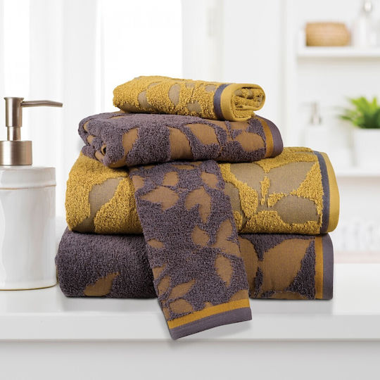 Das Home Bath Towels Set of 3 pcs 0754 Anthracite - Yellow Weight 530gsm