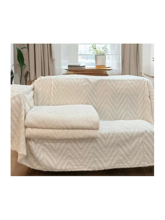 Linea Home Armchair Throw Zic Zac 180x160cm Ecru