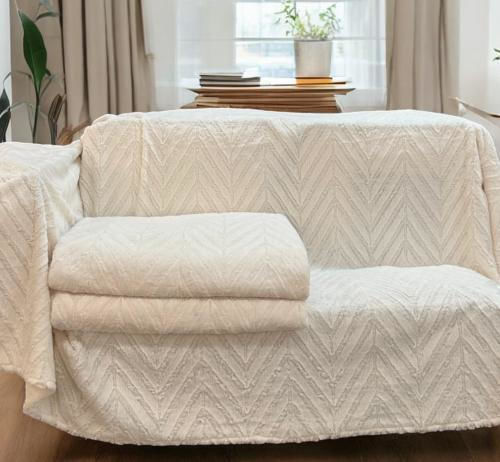 Linea Home Фотьойл Throw Zic Zac 180x160см. Ecru