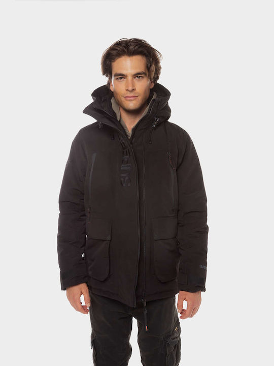 Superdry 'hooded Ultimate' Ανδρικό Μπουφάν Αντιανεμικό Μαύρο