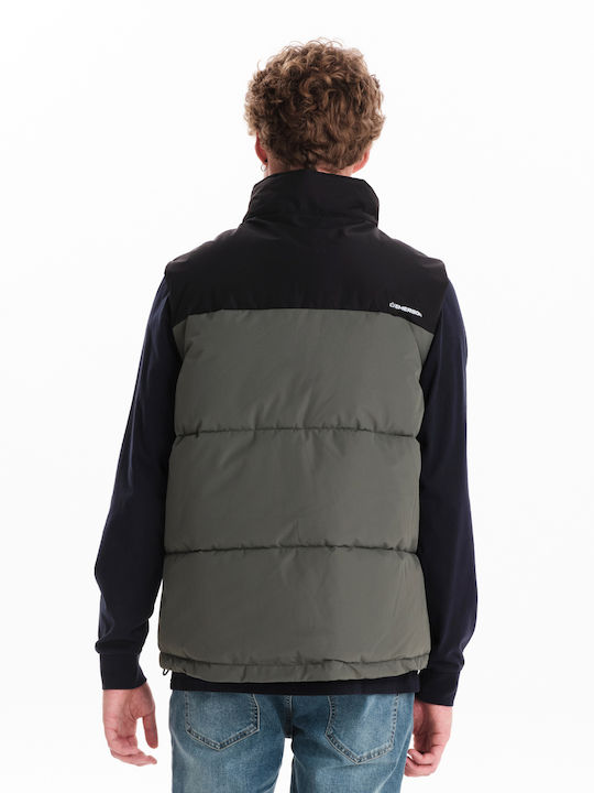Sleeveless Winter Jacket Puffer Olive-Black