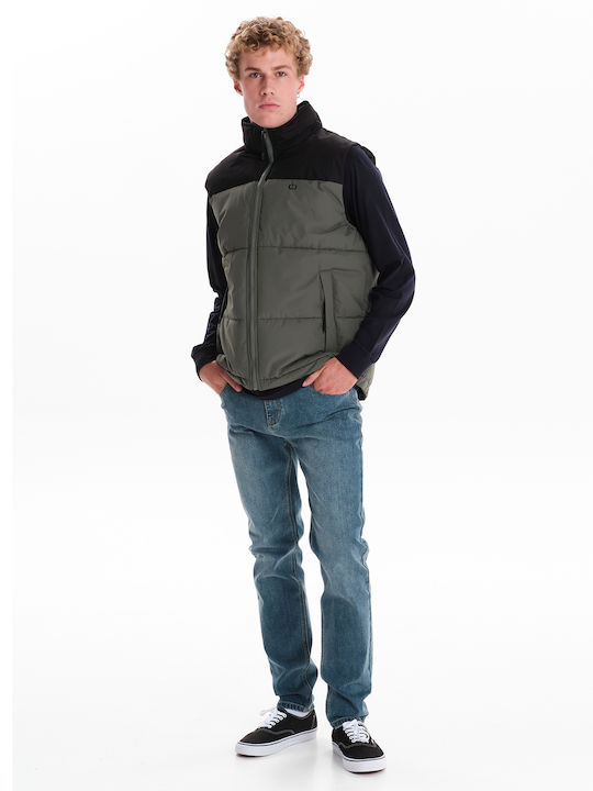 Sleeveless Winter Jacket Puffer Olive-Black